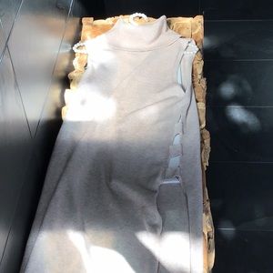 Very unique, maxi sweater, L, OATMEAL, slits on both sides with horizontal tabs